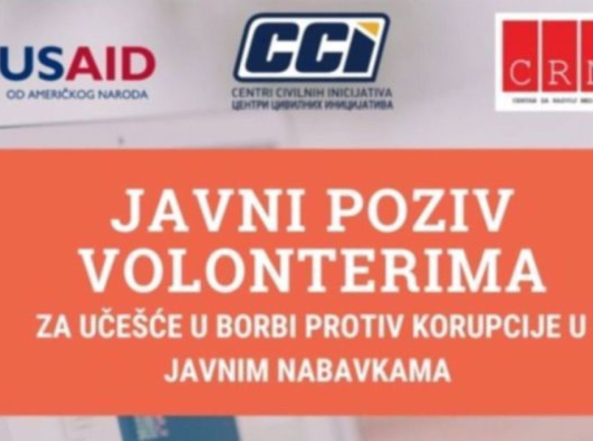 JAVNI POZIV VOLONTERIMA: Uključite se u borbu protiv korupcije u javnim nabavkama